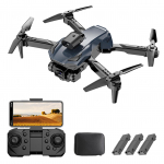 Mini dronas vaikams ir pradedantiesiems 4K dvigubos kameros nuotolinio valdymo sulankstomas ketursparnis be galvos su 1 Battery mėlyna