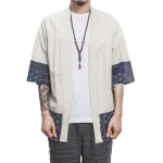 Vyri&scaron;ki Retro spausdinti kratiniai megztiniai su 3/4 rankovėmis atviromis priekyje pončo vir&scaron;utiniai drabužiai Ploni Hanfu megztiniai