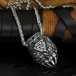 Vyri&scaron;kas vikingų trikampis Rune Bear delnas nerūdijančio plieno pakabukas Vyri&scaron;kas &bdquo;Advantage&ldquo; papuo&scaron;alas, dovana Pendant Necklace