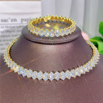 CMM 2vnt. Auk&scaron;tos kokybės vestuvinių papuo&scaron;alų rinkinys putojantis ovalus AAA CZ cirkonio oksido reguliuojamas atviras apvalus kaklo kaklo papuo&scaron;alų apyrankė moterims