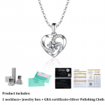 Naujas tikras moissanito &scaron;irdies pakabukas karoliai VVS1 D spalvos grynai S925 sterlingo sidabro dailūs papuo&scaron;alai moterims 5.0mm 0.5ct D Color