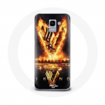 Coque pour Samsung Galaxy A8 2018 Vikings S&eacute;rie Saison 6 logo V Ep&eacute;e de Feu Fond Noir