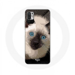 Coque pour Xiaomi Poco M3 Pro Chat Siamois Noir et blanc aux Yeux Bleus
