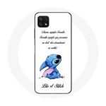Coque pour Samsung Galaxy A22 5G Lilo et Stitch Ohana Citation Blanc