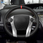 Skirta Toyota Prius 30 XW30 2009 2010 2011 - 2015 Prius C US 2012-2017 automobilio vairo dangtelio apdaila juoda oda su raudona juostele