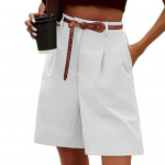 Moteri&scaron;ki &scaron;ortai elastiniai auk&scaron;tu juosmeniu, laisvos &scaron;oninės ki&scaron;enės, tiesios vir&scaron; kelių, ilgio mink&scaron;tos vientisos spalvos, pralaidžios orui M balta