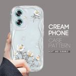 Mielas animacinių filmų ra&scaron;tų kreminės tekstūros korpusas, banguotas kra&scaron;tas, mink&scaron;tas silikoninis telefono dėklas, skirtas OPPO Reno Realme OPPO A15 balta