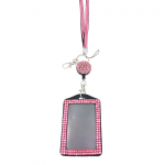 1 vnt. Madingas kortelių laikiklis su virvele moterims, i&scaron;traukiami ženkliukų ritinėliai, vėrinys su virvele mergaitėms, blizgantis lengvai i&scaron;traukiamas sagtis, kortelių laikiklis