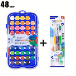 1 vnt 36/48 spalvotų akvarelių rinkinys kūrybingiems suaugusiems Trys teptukai Spalvingos ir plaunamos akvarelės ne&scaron;iojamame dėkle ir meno reikmenys bet kokio amžiaus 36 colors