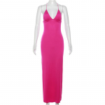 Seksuali moteri&scaron;ka suknelė be nugarų, vasarinė suknelė su auk&scaron;tu juosmeniu Slim Fit vakarėliui skirtos suknelės moteri&scaron;kos eleganti&scaron;kos mados solidžios moteri&scaron;kos laisvalaikio suknelės 24538 L juoda