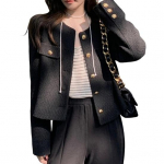 Rudens pavasario moteri&scaron;kas paltas Vienaeilis ilgomis rankovėmis Vienspalvis megztinis Laisvas OL Į darbą Stilius Pažinčių apsipirkimo striukė