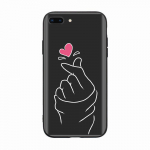 Juodas dėklas Xiaomi Redmi 13C Note 9 iPhone XR 7 8 14 15 11 12 13 X XS Pro Max Samsung A25 S23 S24 FE Ultra Plus Finger Love iPhone 11 Pro Max bedugnė