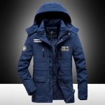 Vyri&scaron;kos žieminės striukės Vir&scaron;utiniai rūbai Drabužiai Žieminė Parka Striukė Vyri&scaron;ki Paltai su gobtuvu Laisvalaikio &scaron;ilta vėjo striukė XXXXL &scaron;viesiai mėlyna spalva