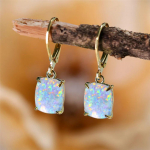 Baltos mėlynos ugnies opalo akmens kabantys auskarai moterims Bohemian Jewelry Sidabro aukso spalvos la&scaron;ai auskarai