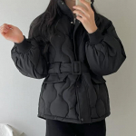 Žieminis Harajuku Vintažinis &scaron;iltas Parka Striukė Moteri&scaron;kas Pra&scaron;matnus diržas Laisvas Paltas Moteri&scaron;ka Korėjieti&scaron;ka mada Laisvalaikio retro stiliaus vir&scaron;utiniai drabužiai Nauji one size juoda