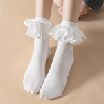 Lolita Kawaii raukinės kojinės Moteri&scaron;kos JK Sweet Girls Mielos princesės kojinės Japoni&scaron;kos mados vienspalvės juodos baltos elastinės ilgos kojinės juoda