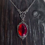 Gotikinis geometrinis raudonas skaidraus stiklo pakabukas karoliai moterims Madingi punk stiliaus papuo&scaron;alai Juodi stiliaus Y2K karoliai papuo&scaron;alai Helovino kalėdinės dovanos