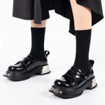 Platforminiai bateliai-loafers moterims, plok&scaron;čiapadžiai, mada, laisvalaikio batai, nauja tendencija, dizainerio suknelės batai, rudens, kasdieniai, patogūs, moteri&scaron;ki sportbačiai 35
