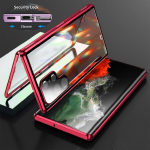 360 metalinis magnetinės adsorbcijos dėklas, skirtas Samsung Galaxy S24 S23 FE S22 S21 Ultra Plus pilnai objektyvo apsaugai dvipusis stiklinis telefono dangtelis For Samsung S23 Ultra raudona