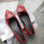 Madingi mink&scaron;ti PU odos moteri&scaron;ki žemi bateliai, sekli burna, patogūs, stori kulniukai, moteri&scaron;ki darbo bateliai, maži odiniai bateliai 35 vyno raudonos spalvos