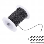 5 m/stal. Auksas Juoda bronza sidabro spalvos metalinės rutulinės grandinėlės 1,2&ndash;4 mm, skirtos &bdquo;pasidaryk pats&ldquo; kaklo papuo&scaron;alams. Black 2.4mm