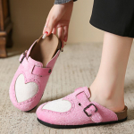 Naujos Mados Dirbtinio Suede Plok&scaron;čiapadės &Scaron;lepetės Moterims Rudens Vintažinės Uždarais Pir&scaron;tais Mules Batai Moteriai Mink&scaron;tas Padėklas Kam&scaron;tinės &Scaron;lepetės Lauko &Scaron;lepetės 35 rožinė