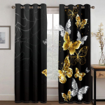 Modernus namų dekoras Auksinės rožės gėlės drugelio ra&scaron;to užuolaidos 2 plok&scaron;tės Prabangus svetainės miegamojo virtuvės salono balkono dekoras 85W200H(CM)X2&Grommet Top