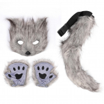 Lapės veido kaukė, pir&scaron;tinės, uodegos rinkinys, pūkuotas pliu&scaron;inis dirbtinis kailis, &scaron;velnus, draugi&scaron;kas odai, kostiumo aksesuarai, gyvūnas Red Brown