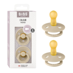 BIBS Natūralaus kaučiuko čiulptukų rinkinys i&scaron; 2 vnt. SPALVOTAS 2 dydis Japoni&scaron;kas Be BPA Arkos formos sumažina trintį Apvalus spenelis pana&scaron;us į krūtį 120285 (6-18 mėnesių) beige