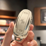 Automobilio i&scaron;maniojo rakto dėklo dangtelis su raktų pakabuku, skirtas Tesla Model 3 SY Auto Remote Shell Fob Holder Protector Accessories juoda