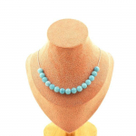 Pierres et Min&eacute;raux. Collier 15 perles Calc&eacute;doine bleu 8 mm. Chaine en acier inoxydable Collier femmes, hommes. Taille personnalisa