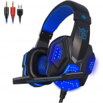 Plextone PC780 žaidimų ausinės su mikrofonu 3,5 mm LED ap&scaron;vietimas Ausinės Erdvinis Stereo Bosas HD Ausinės žaidėjams PC, Xbox Series X/S, PS5, PS4, VR Package size:20*19.5*9cm mėlyna/juoda