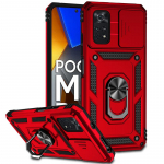 Skirtas Xiaomi Poco M4 Pro 4G Case Camera Armor Car Ring telefono dėklas, skirtas Poco Poko Pocco Little M4Pro M 4 Pro 4Pro M4 Pro galinis dangtelis For Poco M4 Pro 4G raudona