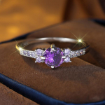 Mieli violetiniai kubiniai cirkonio žiedai, vestuviniai aksesuarai, 925 sterlingų sidabro pažado žiedas, moteri&scaron;kas jubiliejaus dovanų žavesys 6 violetinė/sidabras