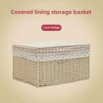 Maža &scaron;iaudinė pinti daiktadėžė su dangteliu miegamojo stalui Extra Large 41*30*28cm