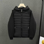 Vyri&scaron;ka universali medvilninė striukė su gobtuvu - Laisvo kirpimo, vienspalvė, kasdienio stiliaus, unisex dizaino. 3XL juoda