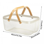 Tinklinis laikymo krep&scaron;ys Tinklinis vielinis laikymo organizatorius Dėžė 15.74x9.84x6.7inch Stačiakampis daržovių krep&scaron;ys Vaisių krep&scaron;ys Dėžė virtuvei balta