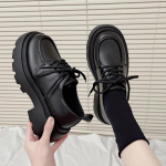Moteri&scaron;ki Pavasariniai Nauji Juodi Platforminiai Batai Platforminiai Batai Moteri&scaron;ki Loafers Slip on Boat Batai Dizaineris Kasdieniai odiniai Oksfordo batai 35