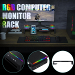 ABS RGB Monitoriaus Stovas Pakyla Stalas Atrama 3 USB3.0 Klaviatūros Pelės Laikymo Lentyna Ekrano Stovas su Įkrovimo Kabeliu Stalčius Telefono Laikiklis Juodas
