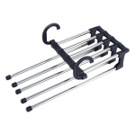 Kelnų pakaba su pasukamu kabliuku, stipri apkrova, teleskopinė, sulankstoma, daugiafunkcinė kelnių lentyna, kelnių pakaba juoda