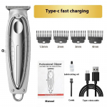 Profesionalus elektrinis kirpėjo plaukų kirpiklis vyrams barzdos plaukams kirpti, belaidis, įkraunamas, 0 mm juoda