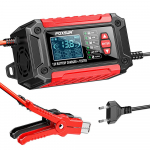 2 viename automobilio akumuliatoriaus įkroviklio testeris 12V/24V CCA SOH SOC analizatoriaus rinkinys AGM GEL LiFePO4 motociklų ir automobilių akumuliatoriams EU Plug raudona