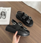 Juodos basutės su platforma moteri&scaron;kos 2025 naujos vasarinės lengvos mink&scaron;to paduko paauk&scaron;tinančios romėni&scaron;kos basutės 40 juoda