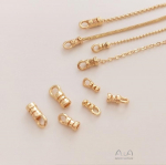 14K Auksu dengtas grandinėlės užsegimas ir odos virvelės galinis dangtelis &bdquo;pasidaryk pats&ldquo; papuo&scaron;alams 1mm Clasp 10pcs