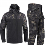 &Scaron;iltas ryklio odos striukės kostiumas vyri&scaron;kas rudens žiemos neper&scaron;lampamas tankinantis mink&scaron;tas apvalkalas kostiumas plius Velvet Cargo Pants 2 dalių rinkinys M