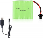 Ni-MH Baterija 4,8V 1200mAh Įkraunama su USB Įkrovikliu RC Automobiliams Greitas Įkrovimas Žalia 55x48x15mm žalia
