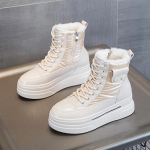 Natūralios odos žiemos batai Moteri&scaron;ki sniego batai Vandeniui atsparūs &Scaron;ilti medvilniniai batai Žemi moteri&scaron;ki ankle boots Auk&scaron;tį didinantys 9cm DX653 34