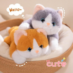 Mielas gulintis kačiukas pliu&scaron;inis žaislas, mink&scaron;tas pliu&scaron;inis žaislas, Kawaii kačiuko lėlė mergaitėms, &scaron;velnus paguodžiantis draugas nerimo mal&scaron;inimui ir pagalba miegui 40cm oranžinė