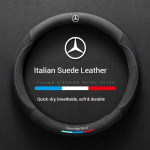 Automobilio zom&scaron;inė neslystanti odinė vairo apdanga Mercedes-Benz A B C E S V R-Class A45 C43 CLA GLA GLB GLC SLK SL Vito GLE O Black