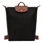 Longchamp Le Pliage Originalus Tekstūruotas Logotipas Reguliuojamas Platus Peties Dirželis Nailoninė Kuprinė-Rankinė Moteri&scaron;ka kuprinė Juoda 10284089001 Basic Set (Bag)